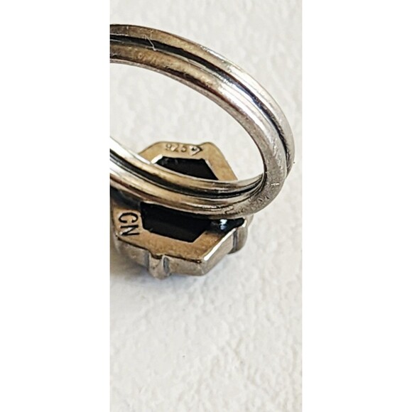 SILPADA 925 Sterling Silver DBL Band 6 Black Agate Hexagon Ring R3263 - Picture 3 of 6